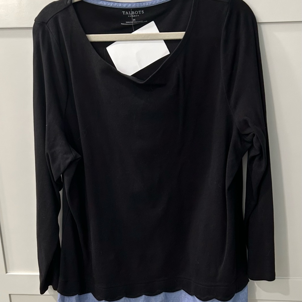 Talbots Women's Elegant Black Long Sleeve Top